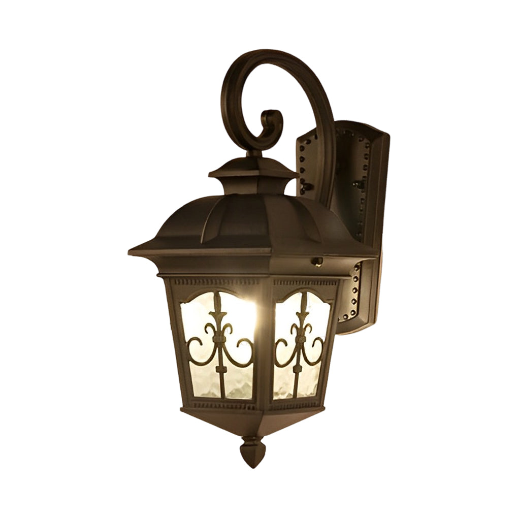 European Style Waterproof Outdoor Wall Lantern Retro LED Glass Exterior Sconce for Garden and Villa