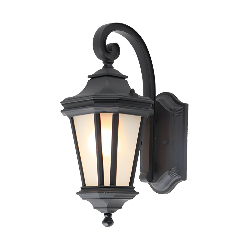 European Style Waterproof Outdoor Wall Light with Frosted Glass Shade and Durable Black Aluminum Body