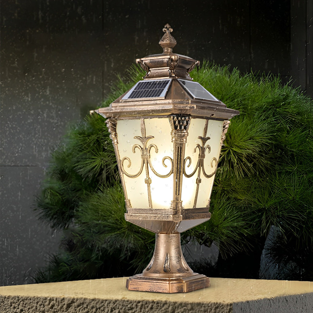 European Style Waterproof Solar Fence Post Light for Outdoor Garden Pillars