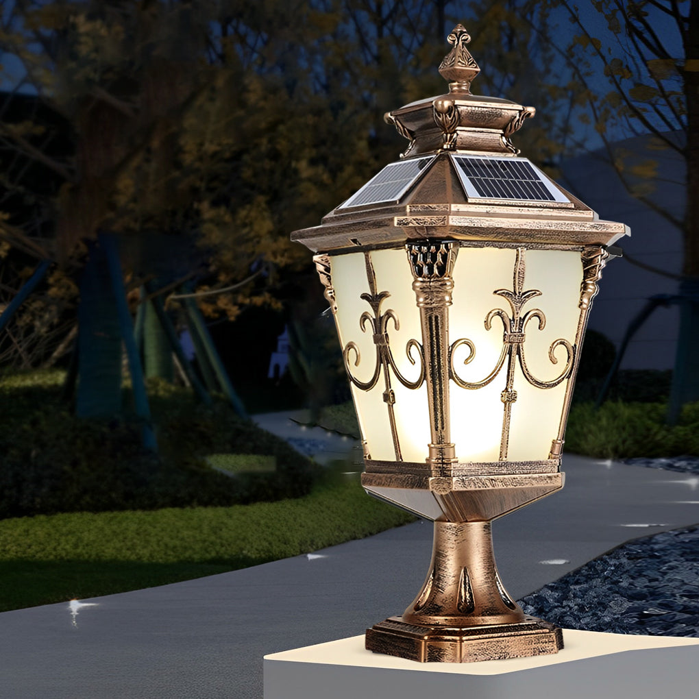 European Style Waterproof Solar Fence Post Light for Outdoor Garden Pillars