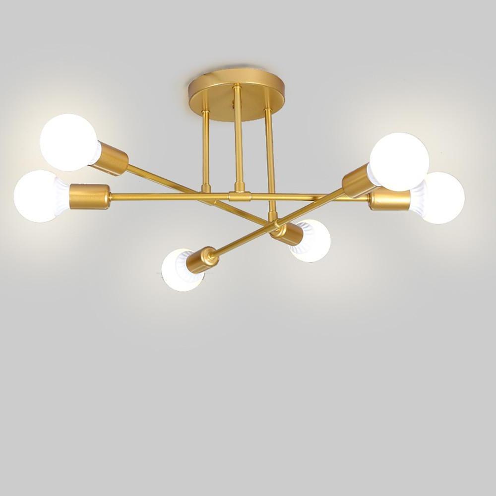 Contemporary 6 Light Geometric Sputnik Semi Flush Mount Ceiling Fixture