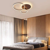 Modern 26 Inch 3 Ring LED Ceiling Light Artistic Aluminum Flush Mount Fixture for Bedroom