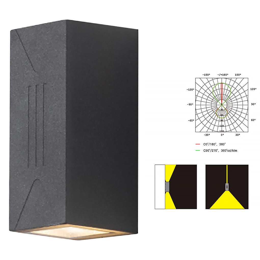 Exterior LED Up and Down Wall Sconce Dual Beam Outdoor Porch Light for Garden Villa