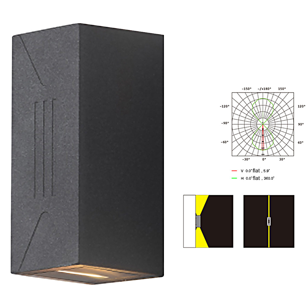 Exterior LED Up and Down Wall Sconce Dual Beam Outdoor Porch Light for Garden Villa