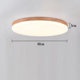 Minimalist Circular Bamboo Wood LED Flush Mount Light with Acrylic Shade