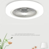 20 Inch Enclosed Bladeless Ceiling Fan with Dimmable LED Light Flush Mount Low Profile Fixture