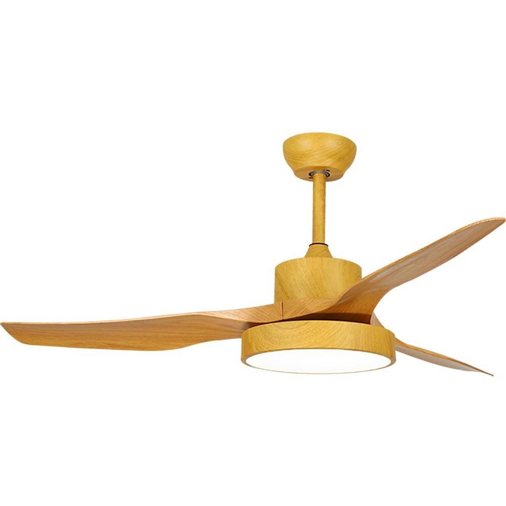 52 Inch Rustic Modern 3 Blade Ceiling Fan with Dimmable LED Light and Remote for Living Room