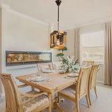 Farmhouse Wood Chandelier for Kitchen Island Linear Industrial Dining Room Light Fixture
