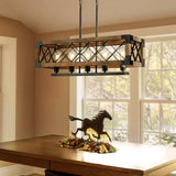 Farmhouse Wood Chandelier for Kitchen Island Linear Industrial Dining Room Light Fixture