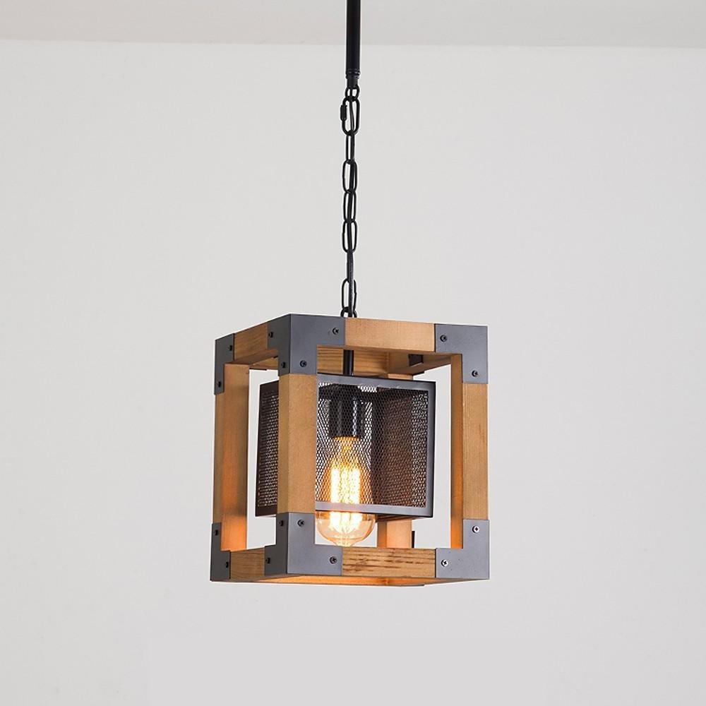 Farmhouse Wood Chandelier for Kitchen Island Linear Industrial Dining Room Light Fixture
