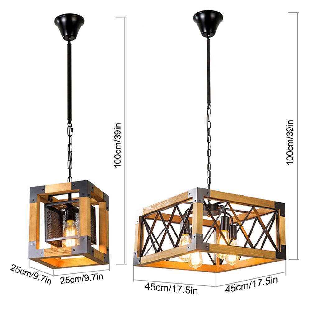 Farmhouse Wood Chandelier for Kitchen Island Linear Industrial Dining Room Light Fixture
