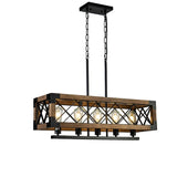 Farmhouse Wood Chandelier for Kitchen Island Linear Industrial Dining Room Light Fixture