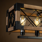 Farmhouse Wood Chandelier for Kitchen Island Linear Industrial Dining Room Light Fixture