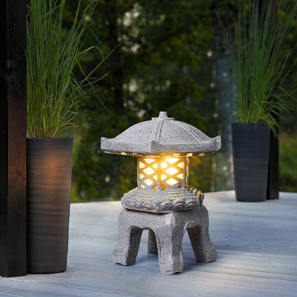 Faux Stone Tower Outdoor Post Light Waterproof Resin Landscape Pillar Lamp for Garden Path Lawn