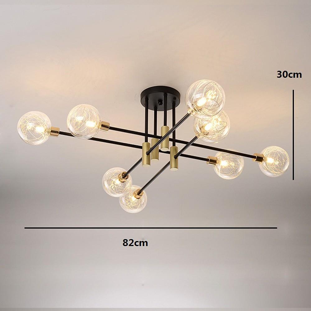 Modern 8 Light Black Metal and Glass LED Flush Mount Ceiling Light Fixture
