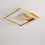 Modern Geometric Square Dimmable LED Flush Mount Ceiling Light Fixture for Living Room Bedroom Gold Coffee