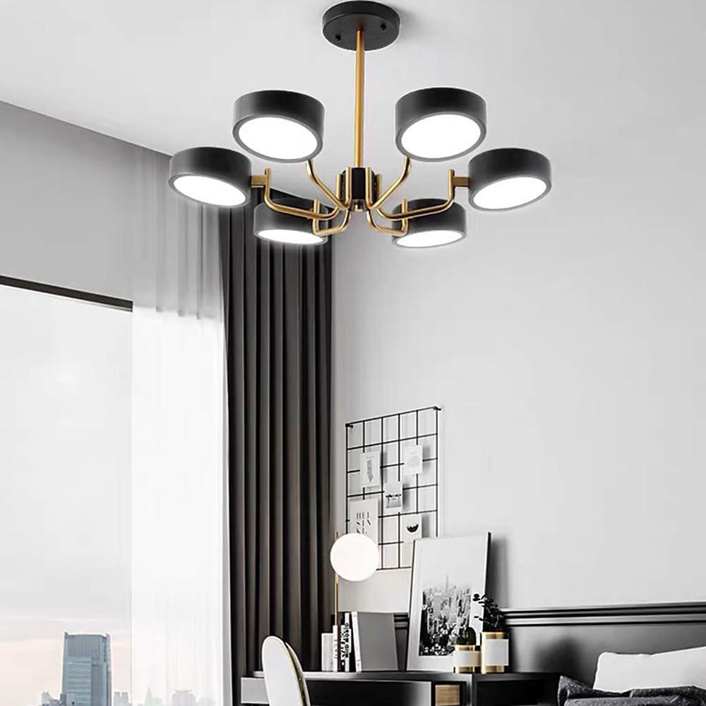Modern Lantern 6 Light LED Flush Mount Ceiling Fixture with Painted Metal Finish for Bedrooms