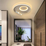 Modern Circular LED Flush Mount Ceiling Light with Integrated Dual Spotlights for Living Room and Bedroom
