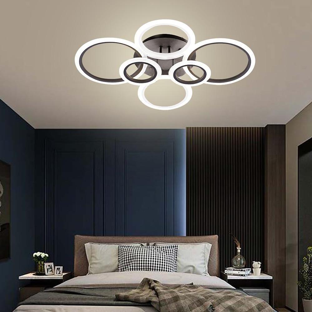 Modern Geometric Circles LED Cluster Ceiling Light Flush Mount Fixture for Bedroom and Living Room