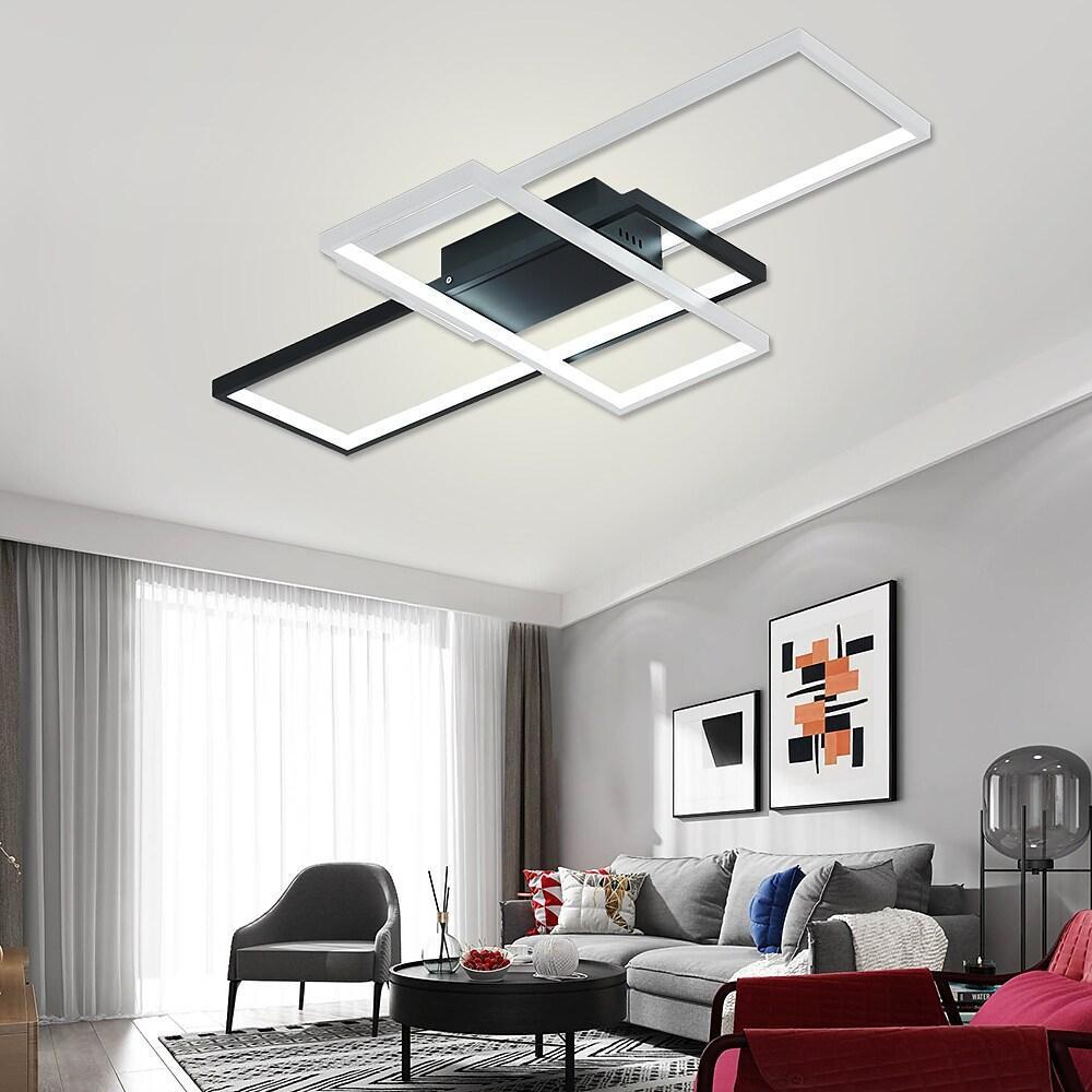 Modern Rectangular 3 Tier LED Flush Mount Ceiling Lamp Large Geometric Integrated Lighting Fixture