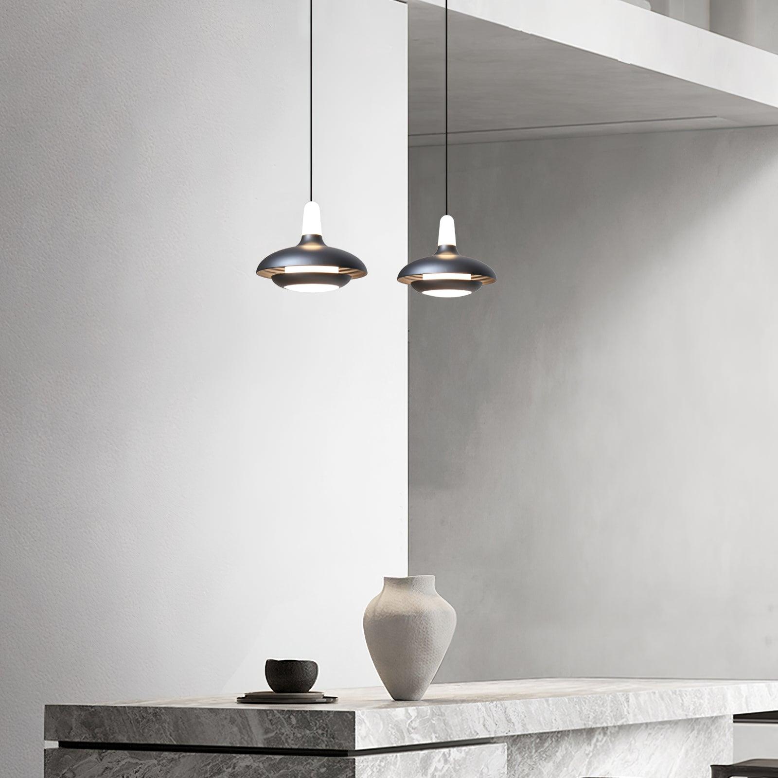 Fiji Modern Glass Elliptical Pendant Light with Integrated LED Illumination