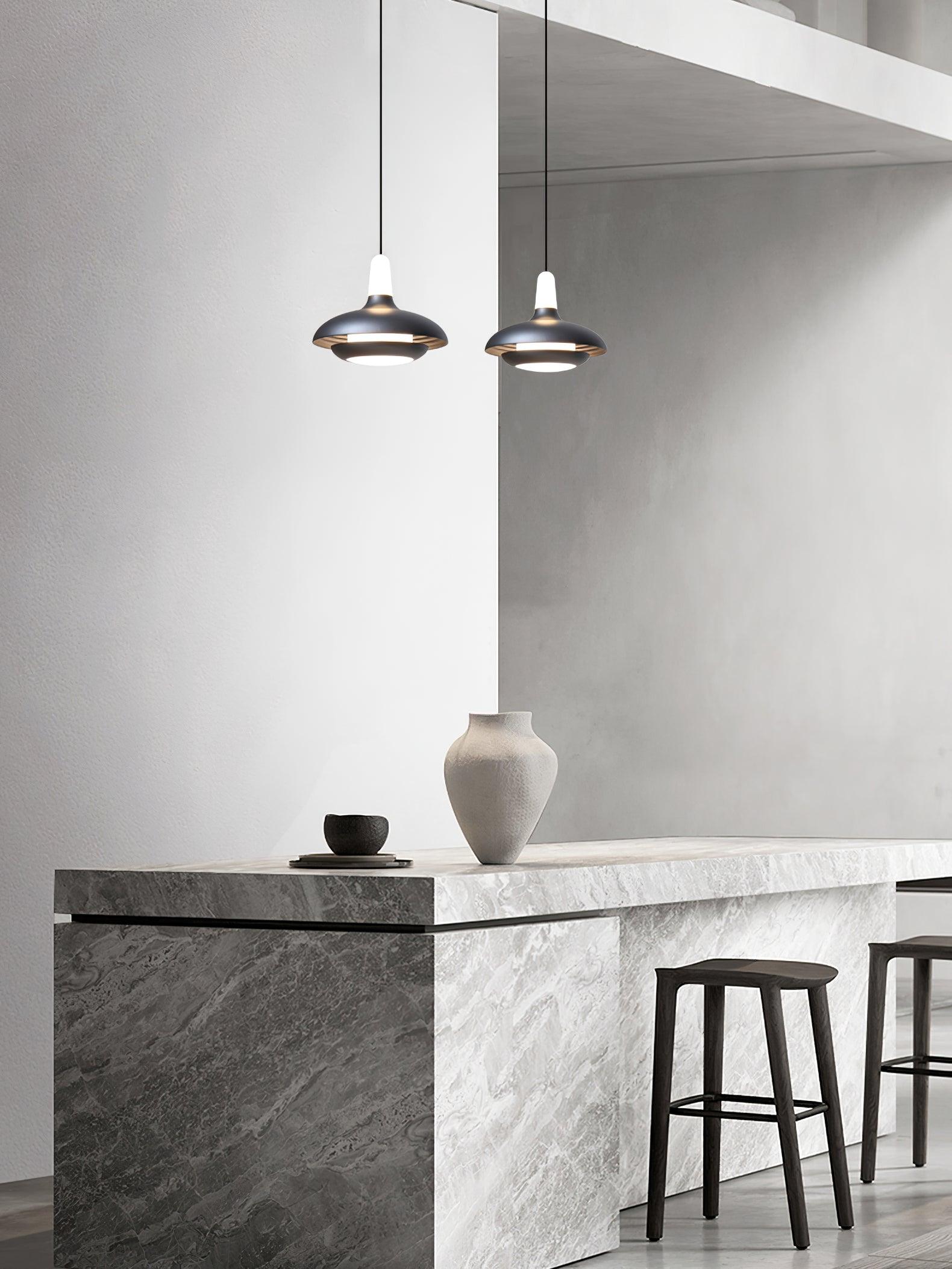 Fiji Modern Glass Elliptical Pendant Light with Integrated LED Illumination
