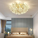 Firefly Sputnik Modern LED Flush Mount Ceiling Light Crystal and Aluminum 10 Light Chandelier