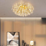 Firefly Sputnik Modern LED Flush Mount Ceiling Light Crystal and Aluminum 10 Light Chandelier