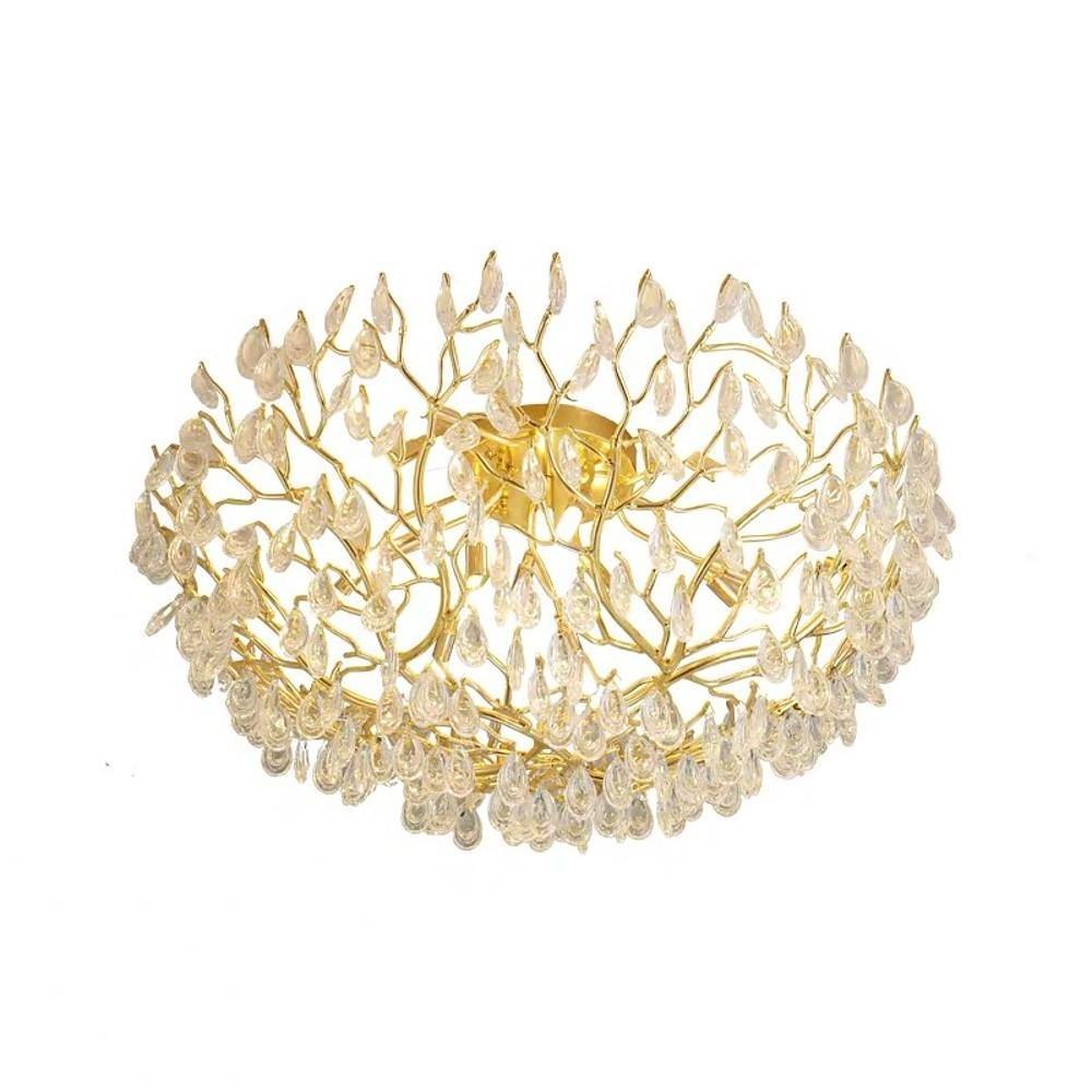 Firefly Sputnik Modern LED Flush Mount Ceiling Light Crystal and Aluminum 10 Light Chandelier