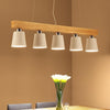 Five Light Linear Wood Chandelier for Kitchen Island and Rustic Modern Dining Room Lighting