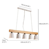 Five Light Linear Wood Chandelier for Kitchen Island and Rustic Modern Dining Room Lighting