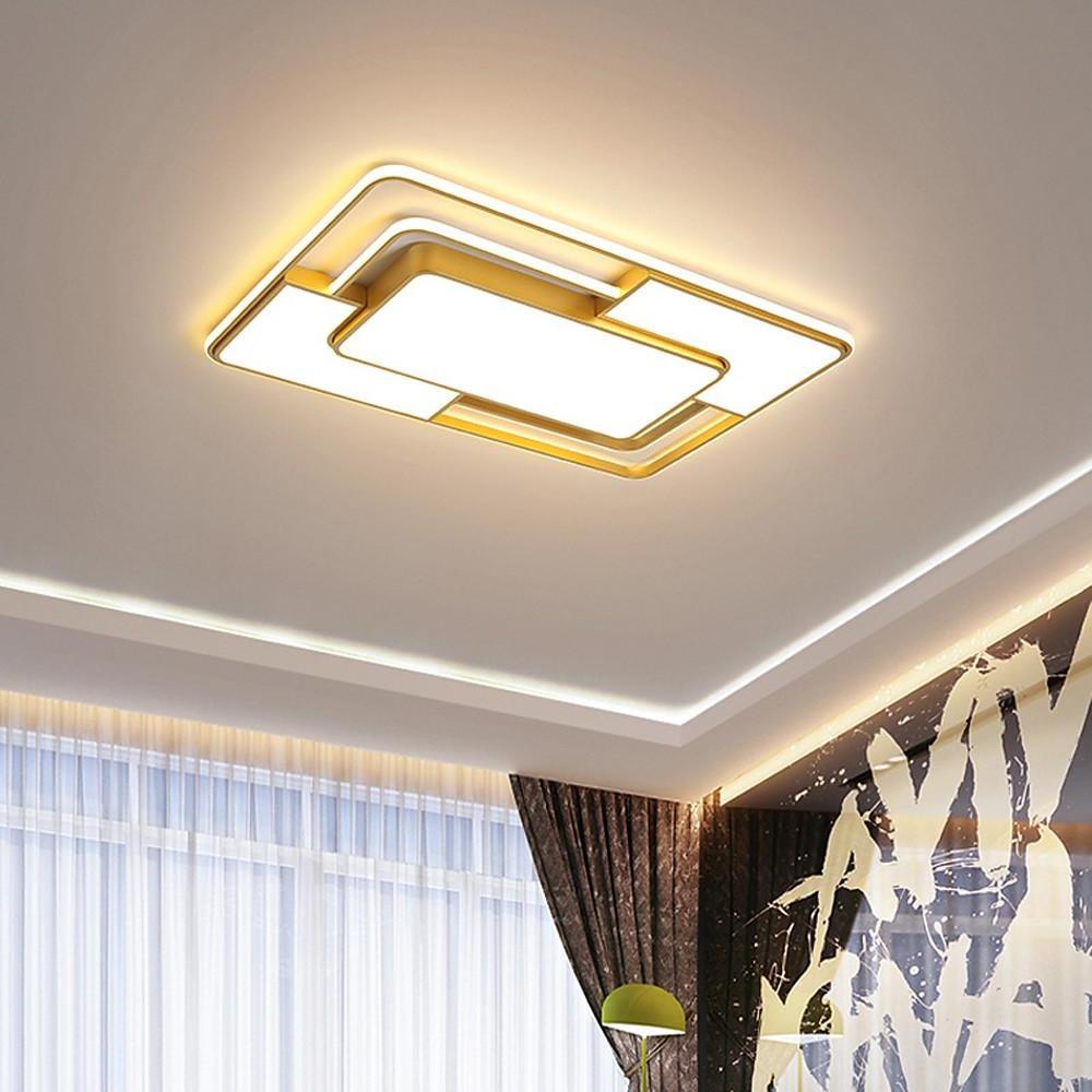 Modern Geometric Square LED Flush Mount Ceiling Light Fixture for Bedroom Living Room and Office