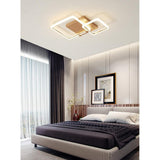 Modern Geometric Square LED Ceiling Light Dimmable Flush Mount Fixture for Bedroom and Living Room