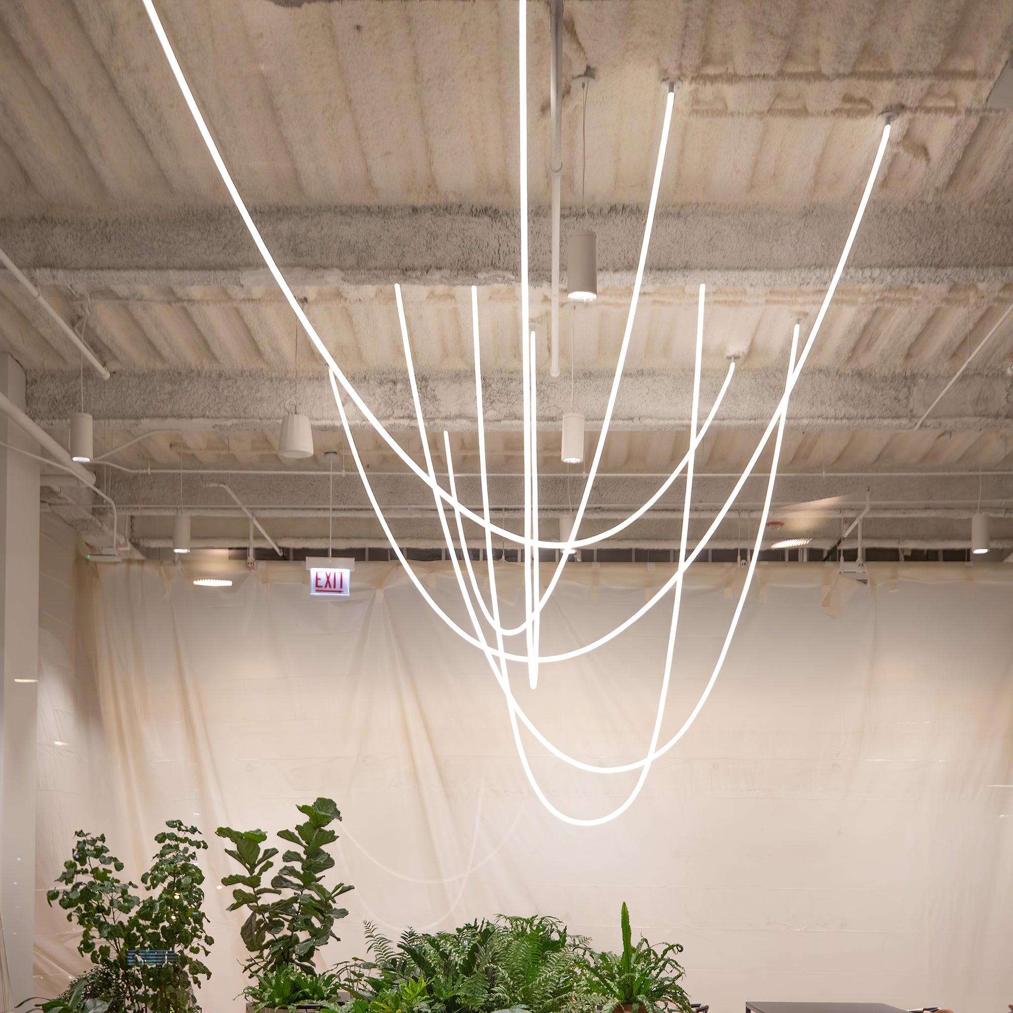 Flexible Silicone LED Curve Linear Pendant Light for Modern Interior Decor