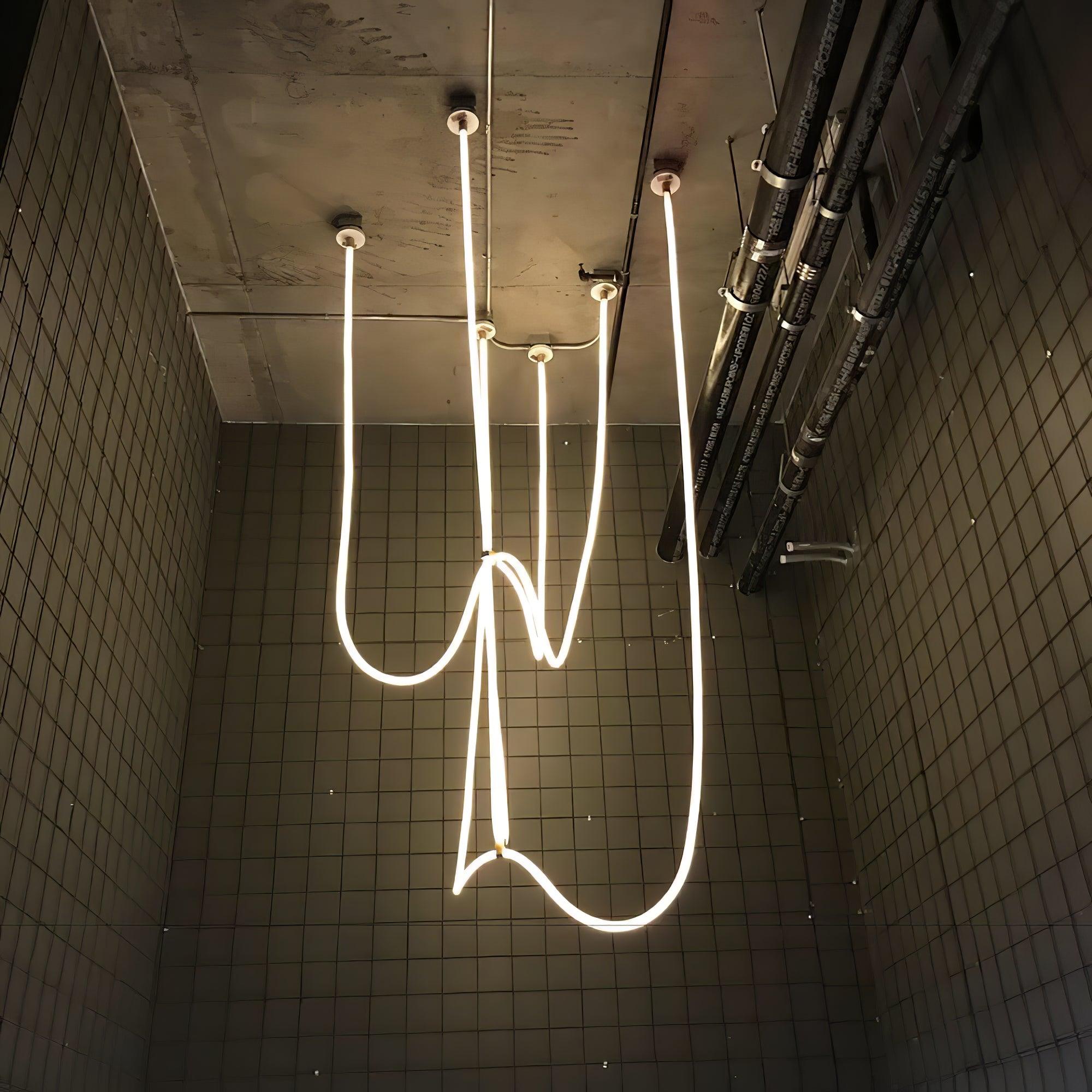 Flexible Silicone LED Curve Linear Pendant Light for Modern Interior Decor