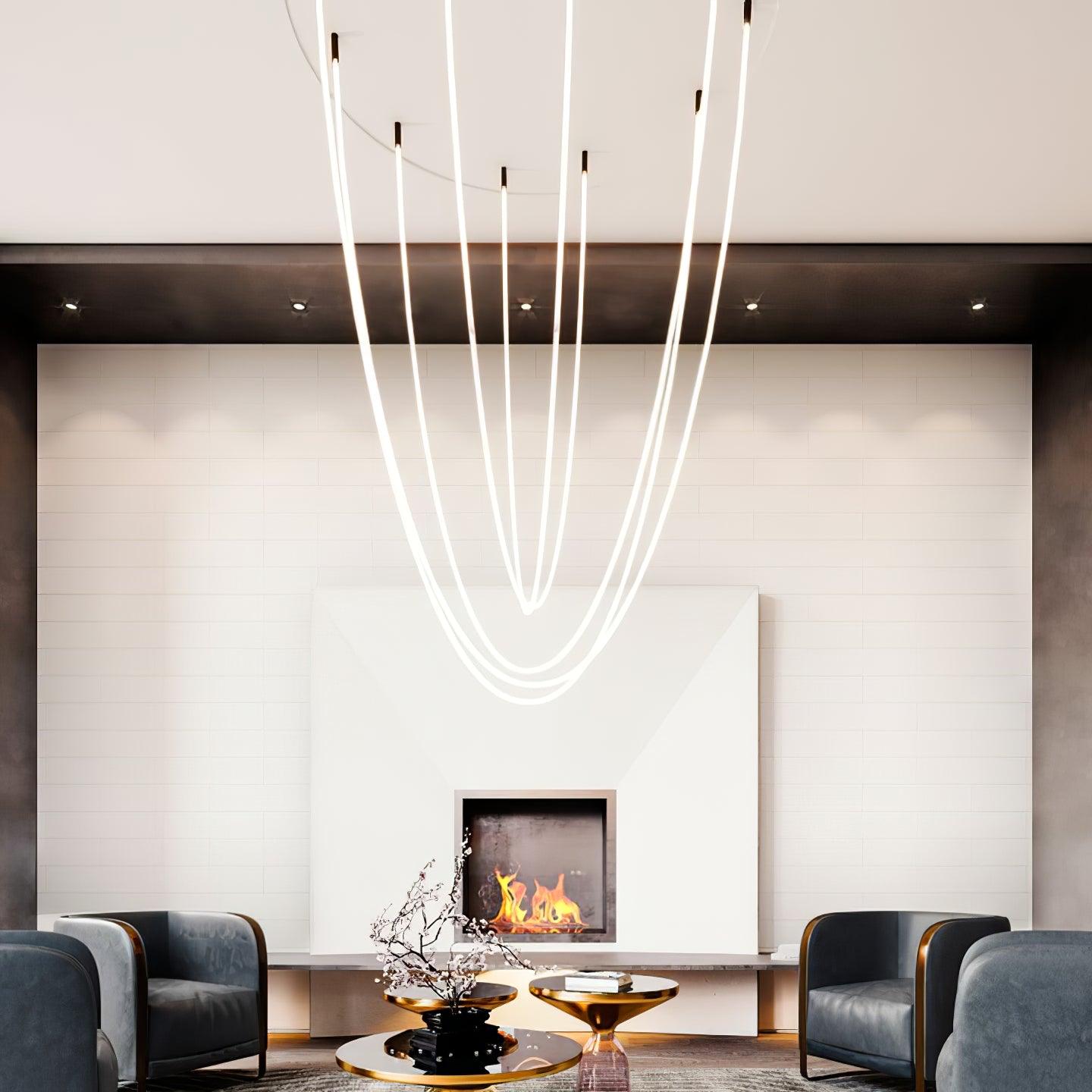 Flexible Silicone LED Curve Linear Pendant Light for Modern Interior Decor