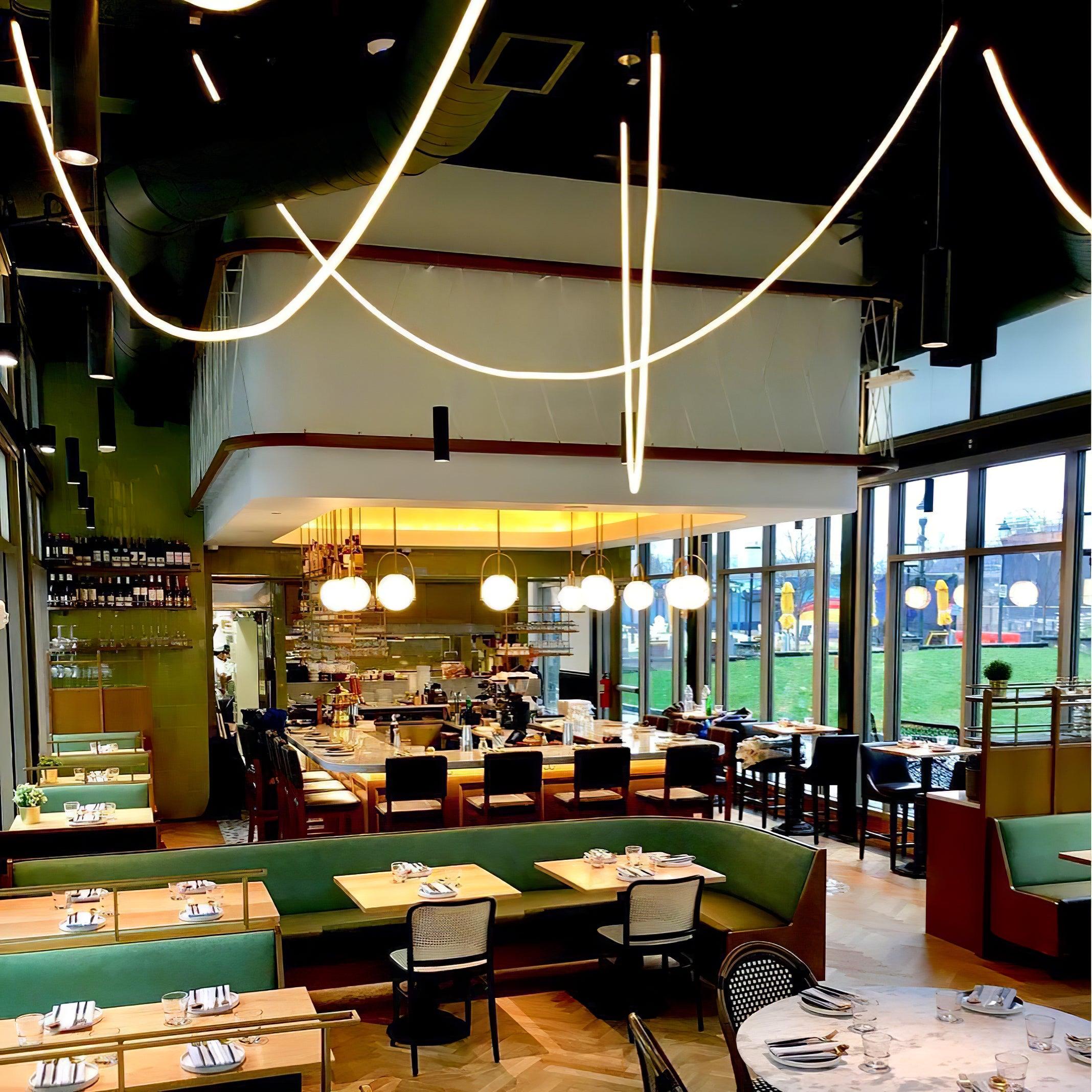 Flexible Silicone LED Curve Linear Pendant Light for Modern Interior Decor