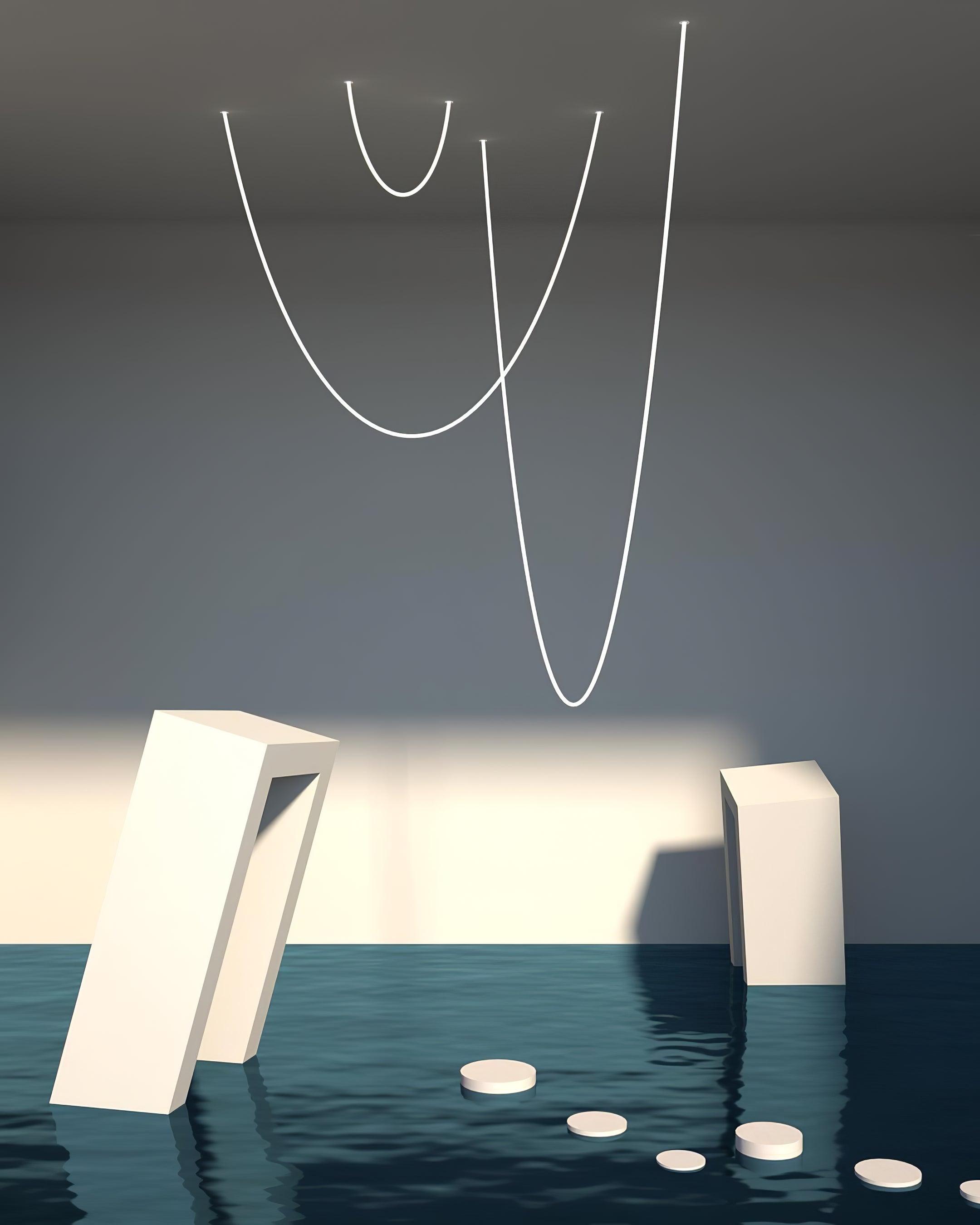 Flexible Silicone LED Curve Linear Pendant Light for Modern Interior Decor