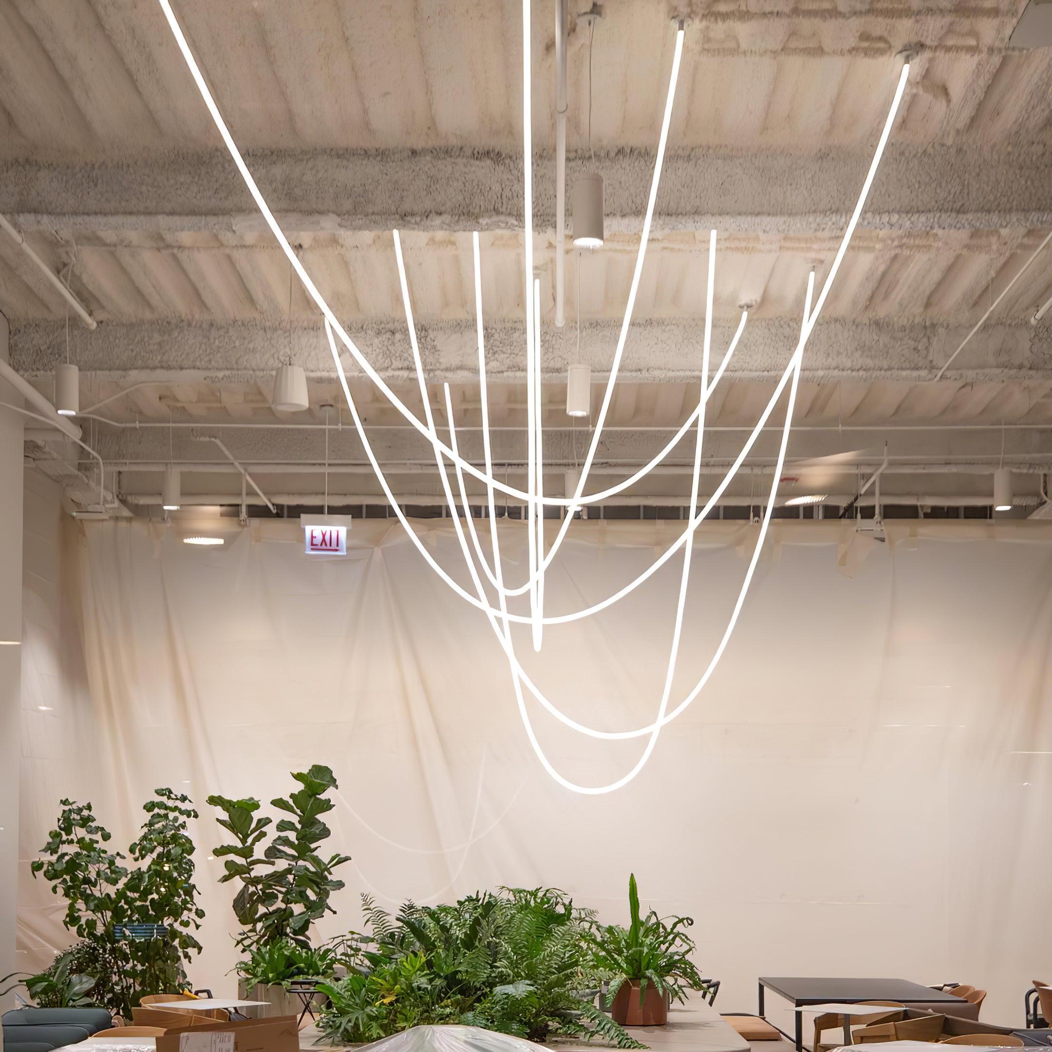 Flexible Silicone LED Curve Linear Pendant Light for Modern Interior Decor