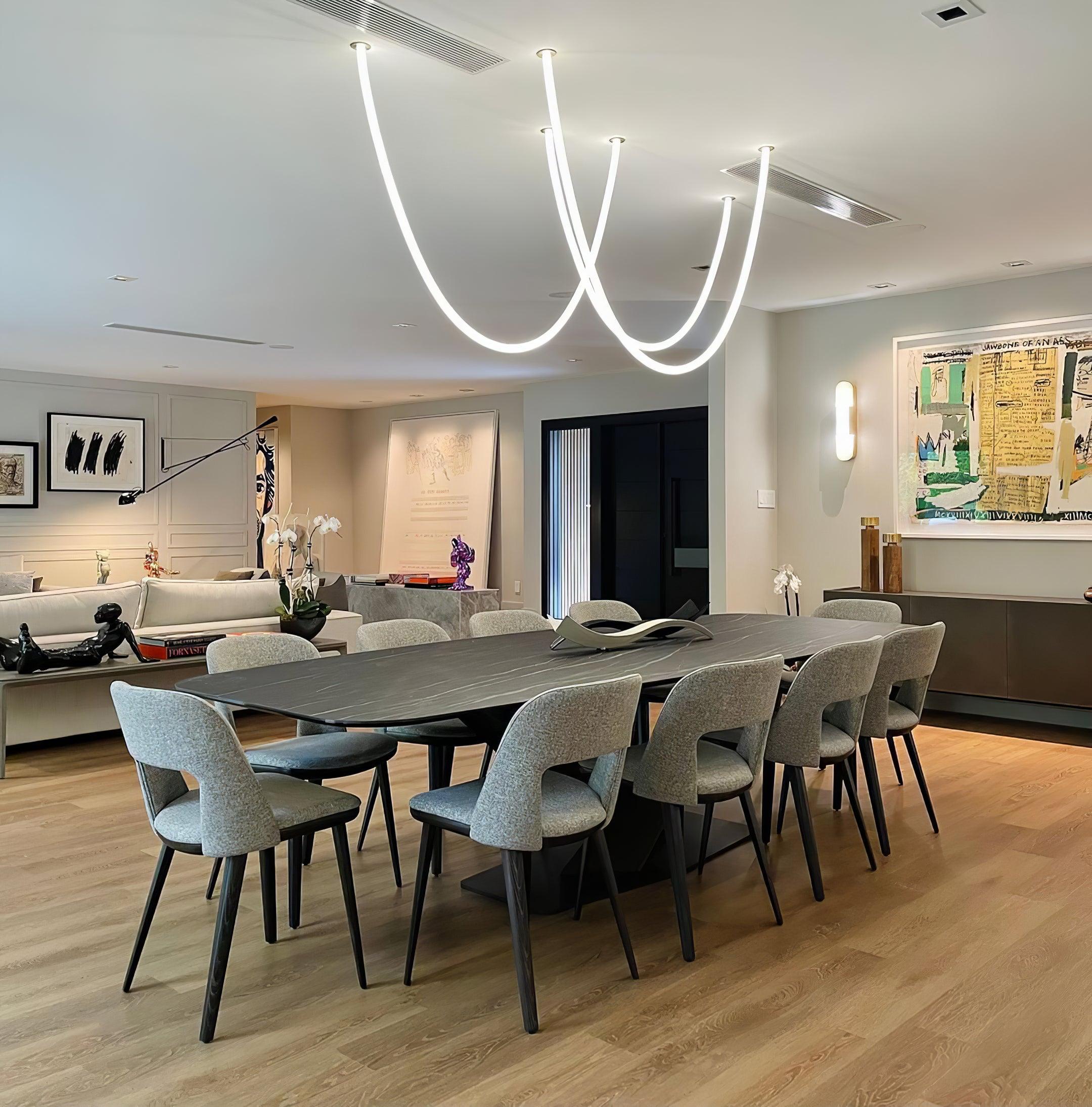 Flexible Silicone LED Curve Linear Pendant Light for Modern Interior Decor