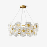Flora Glass Petal Chandelier Modern Brass LED Pendant Light for Dining and Living Rooms