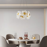 Flora Glass Petal Chandelier Modern Brass LED Pendant Light for Dining and Living Rooms