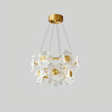 Flora Glass Petal Chandelier Modern Brass LED Pendant Light for Dining and Living Rooms