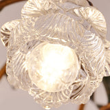 Floral American Pastoral Style Iron Ceiling Light with Glass Flower Shades and 3 Step Dimming