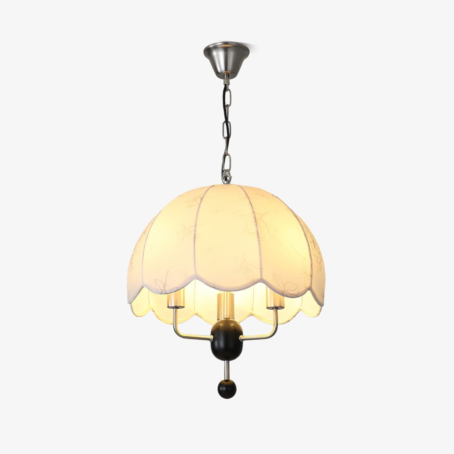 Floral Pattern Vintage Bloom Pendant Light with Metal and Wood Accents for Indoor Use