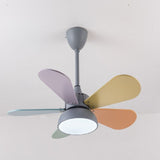 Colorful Modern Kids Bedroom Ceiling Fan with Integrated LED Light Remote Control and Wood Blades