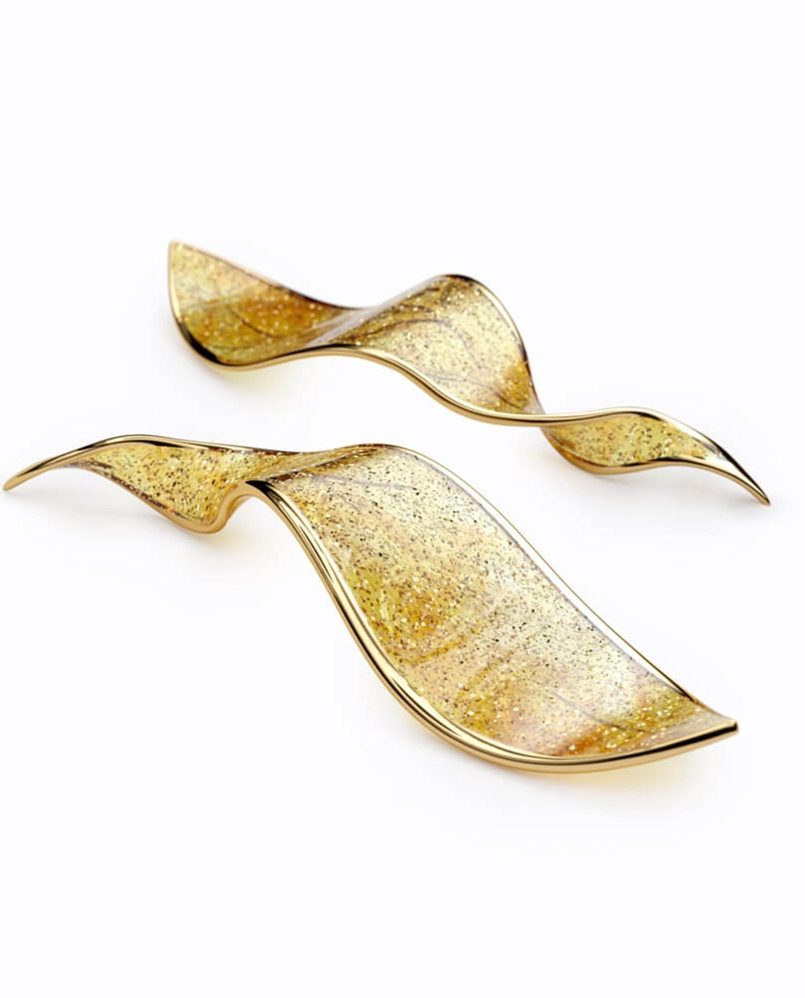 Fluttering Leaves Nature Inspired Large LED Chandelier with Amber Glass for Hotels and Living Rooms