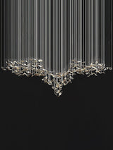Fluttering Leaves Nature Inspired Large LED Chandelier with Amber Glass for Hotels and Living Rooms