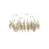 Fluttering Leaves Nature Inspired Large LED Chandelier with Amber Glass for Hotels and Living Rooms