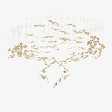 Fluttering Leaves Nature Inspired Large LED Chandelier with Amber Glass for Hotels and Living Rooms